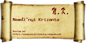 Neményi Krizanta névjegykártya